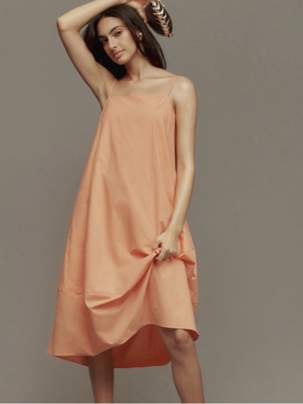 Self Contrast Women’s Orange Spaghetti-Strap Swim Cover-Up Dress